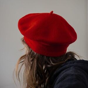 Vintage Original Basque Red Wool Beret